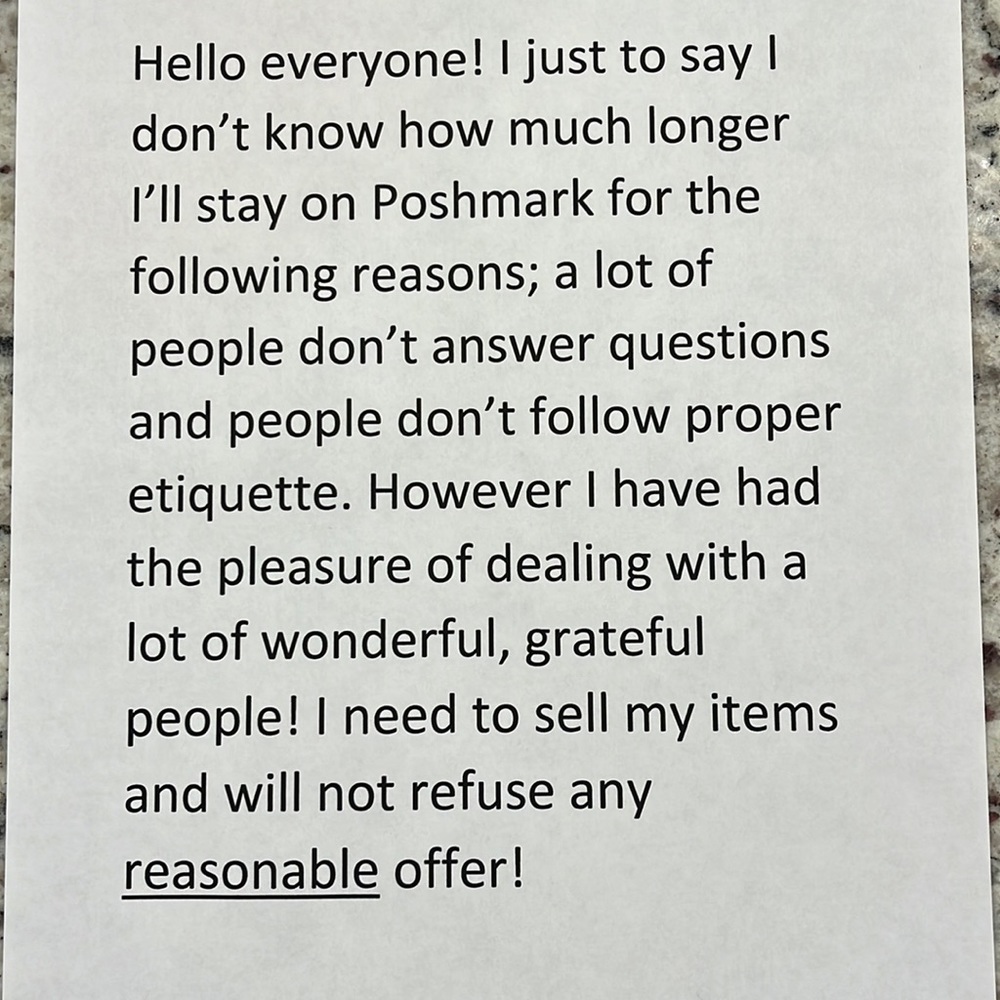 Taking offers